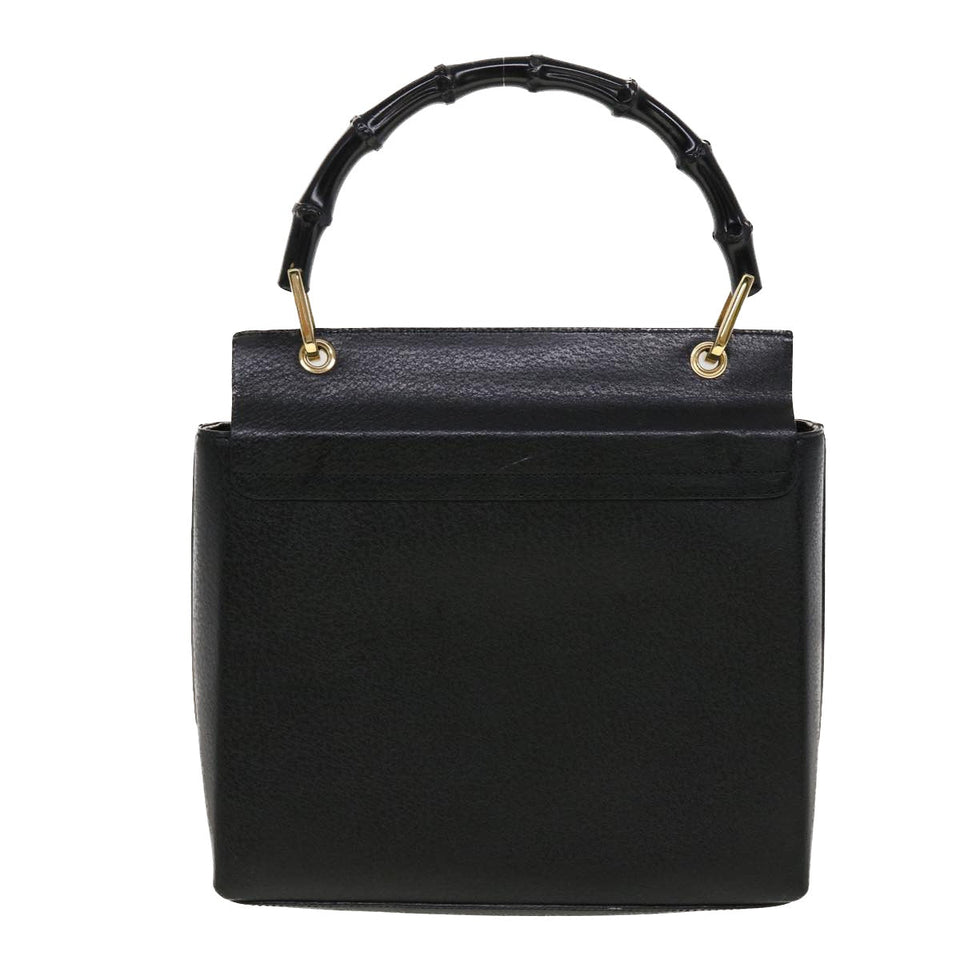 Gucci Bamboo Hand Bag Leather Black 001.3444.1887 yk7365B
