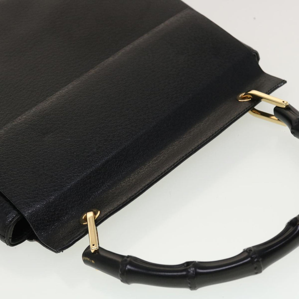 Gucci Bamboo Hand Bag Leather Black 001.3444.1887 yk7365B