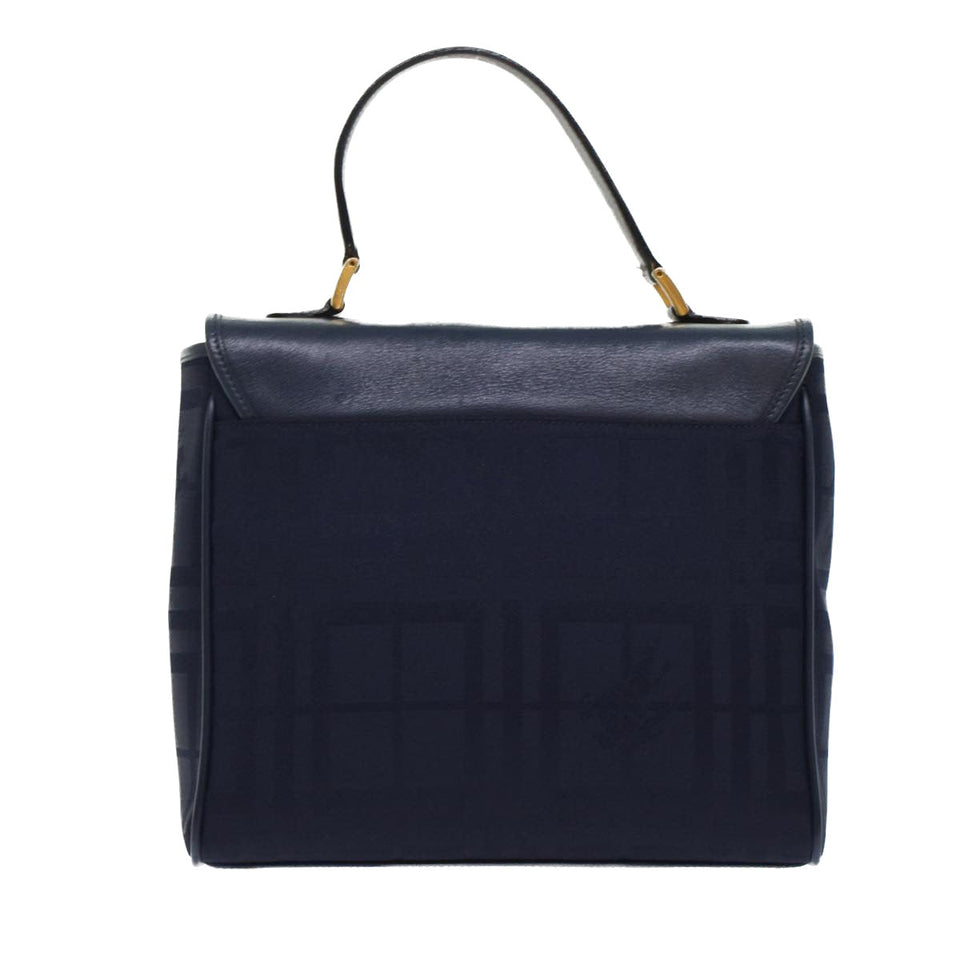 Luxury BurberrySs Nova Check Hand Bag Nylon Leather Blue Auth yk7428