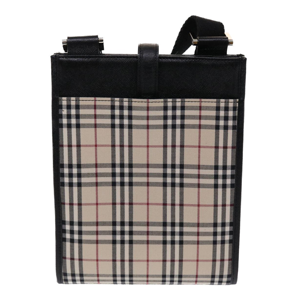 Luxury Burberry Nova Check Shoulder Bag Canvas Beige Black Red Auth yk7666B