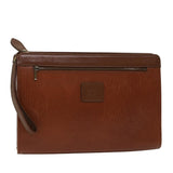 Luxury BurberrySs Clutch Bag Leather Brown Auth yk7778