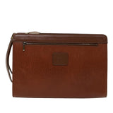 Luxury BurberrySs Clutch Bag Leather Brown Auth yk7778