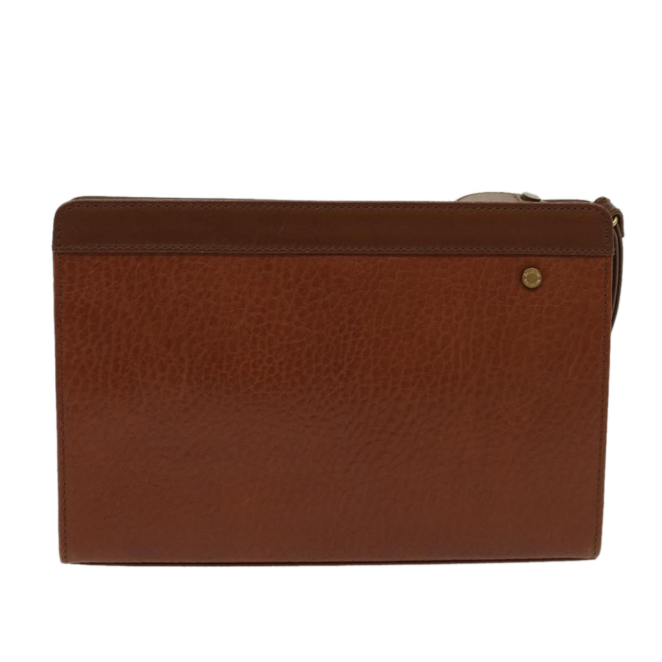 Luxury BurberrySs Clutch Bag Leather Brown Auth yk7778