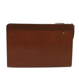 Luxury BurberrySs Clutch Bag Leather Brown Auth yk7778