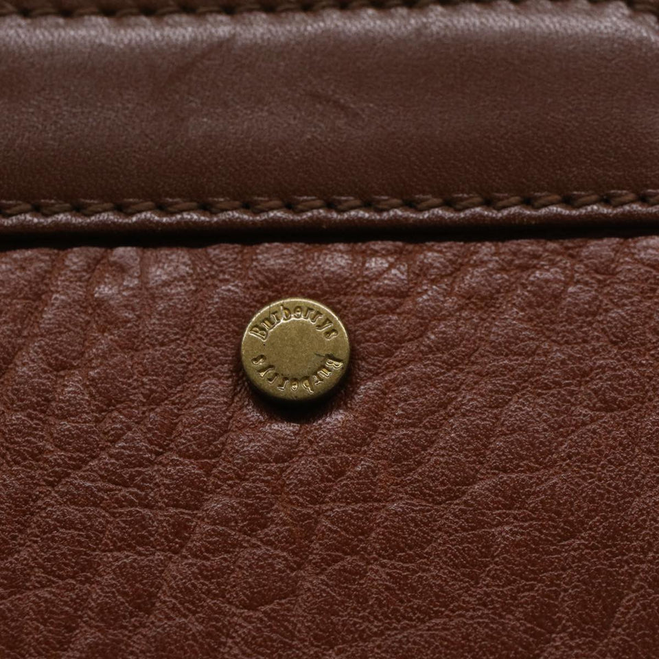 Luxury BurberrySs Clutch Bag Leather Brown Auth yk7778