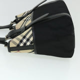 Luxury Burberry Nova Check Tote Bag Nylon Beige Black Auth yk8426