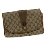 Gucci Web Sherry Line GG Canvas Clutch Bag Beige Red Green yt864