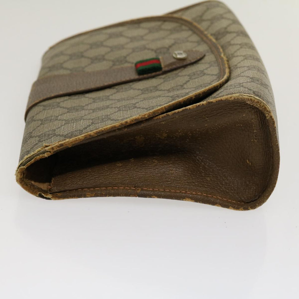 Gucci Web Sherry Line GG Canvas Clutch Bag Beige Red Green yt864