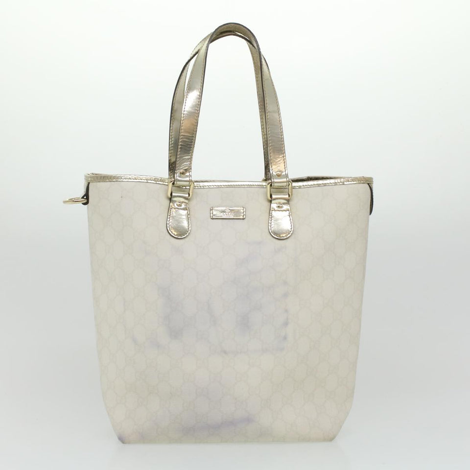 Gucci GG Canvas Shoulder Tote Bag PVC Leather 2Set White Navy Red yt962