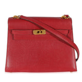 Luxury Hermes Rouge Vif Courchevel Mini Sellier Shoulder Kelly 20 GHW